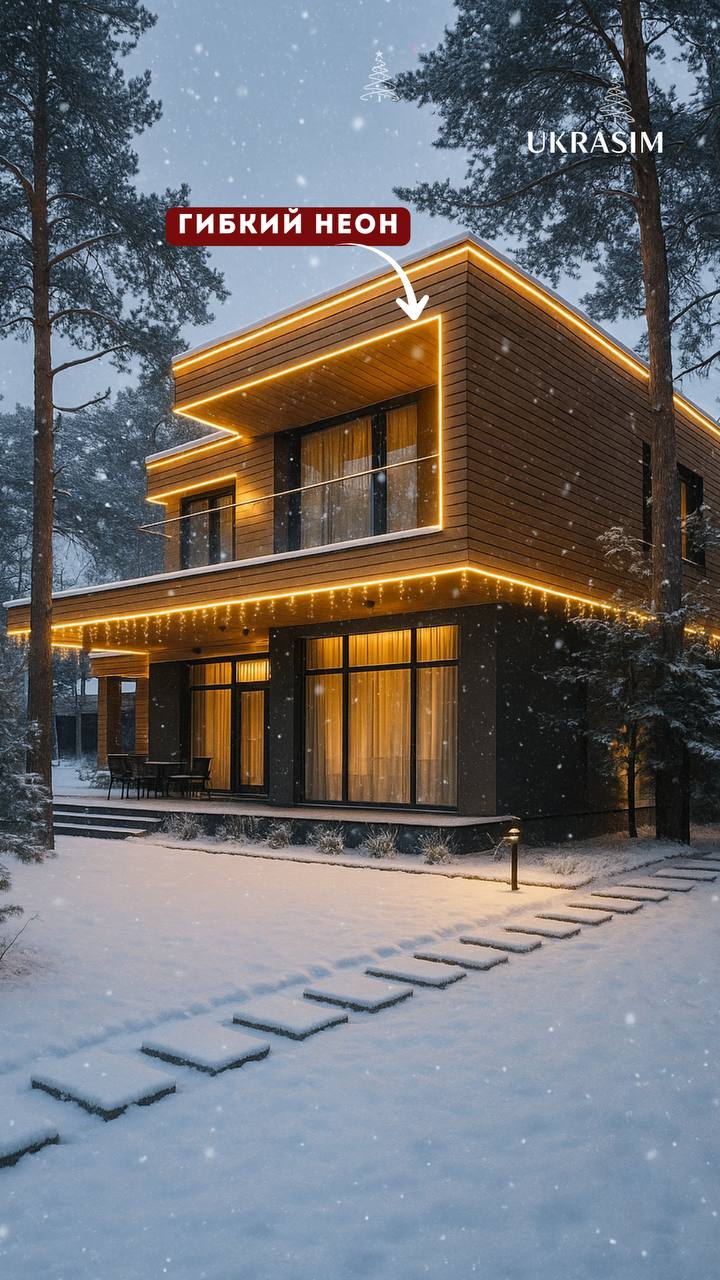 Гибкий неон для декоративного освещения фасадов